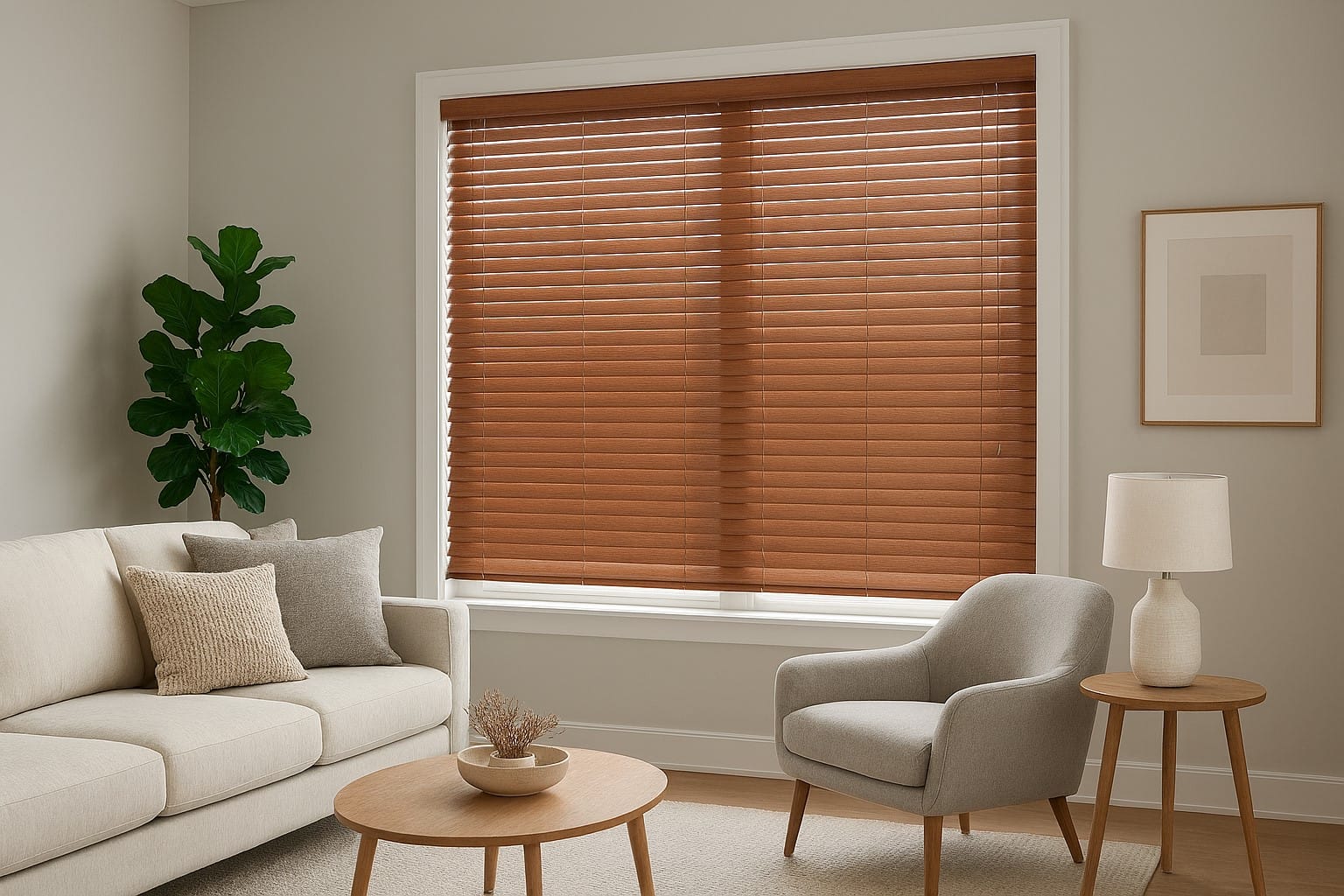 Custom Faux Wood Venetian Blind for Lounge Suffolk Custom Faux Wood Blind for Lounge in Suffolk