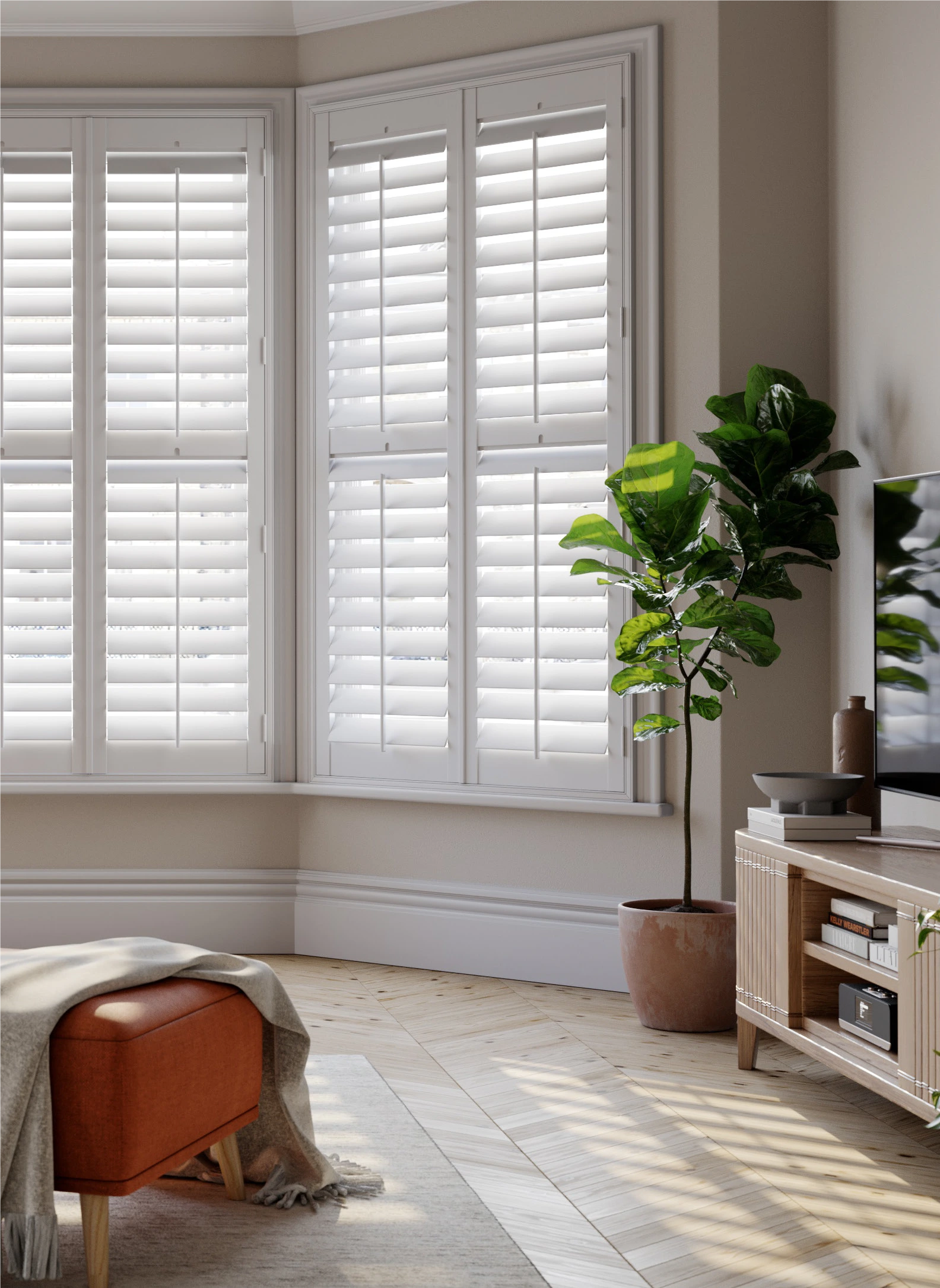 Fauxwood, Snow White, Bay Window. Fauxwood, Snow White, Bay Window.