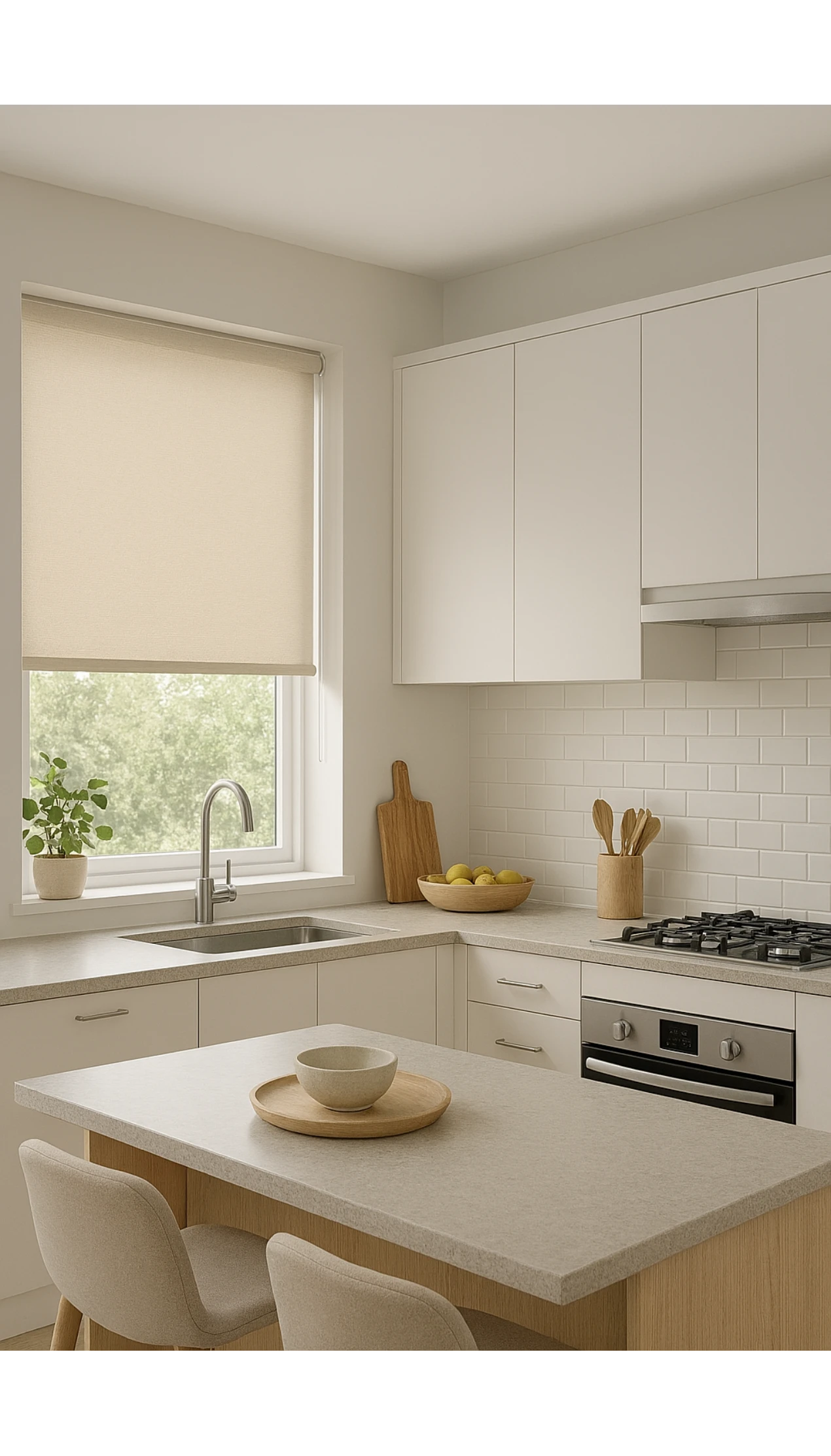 Kitchen With Light Filtering Roller Blinds Kitchen With Light Filtering Roller Blinds