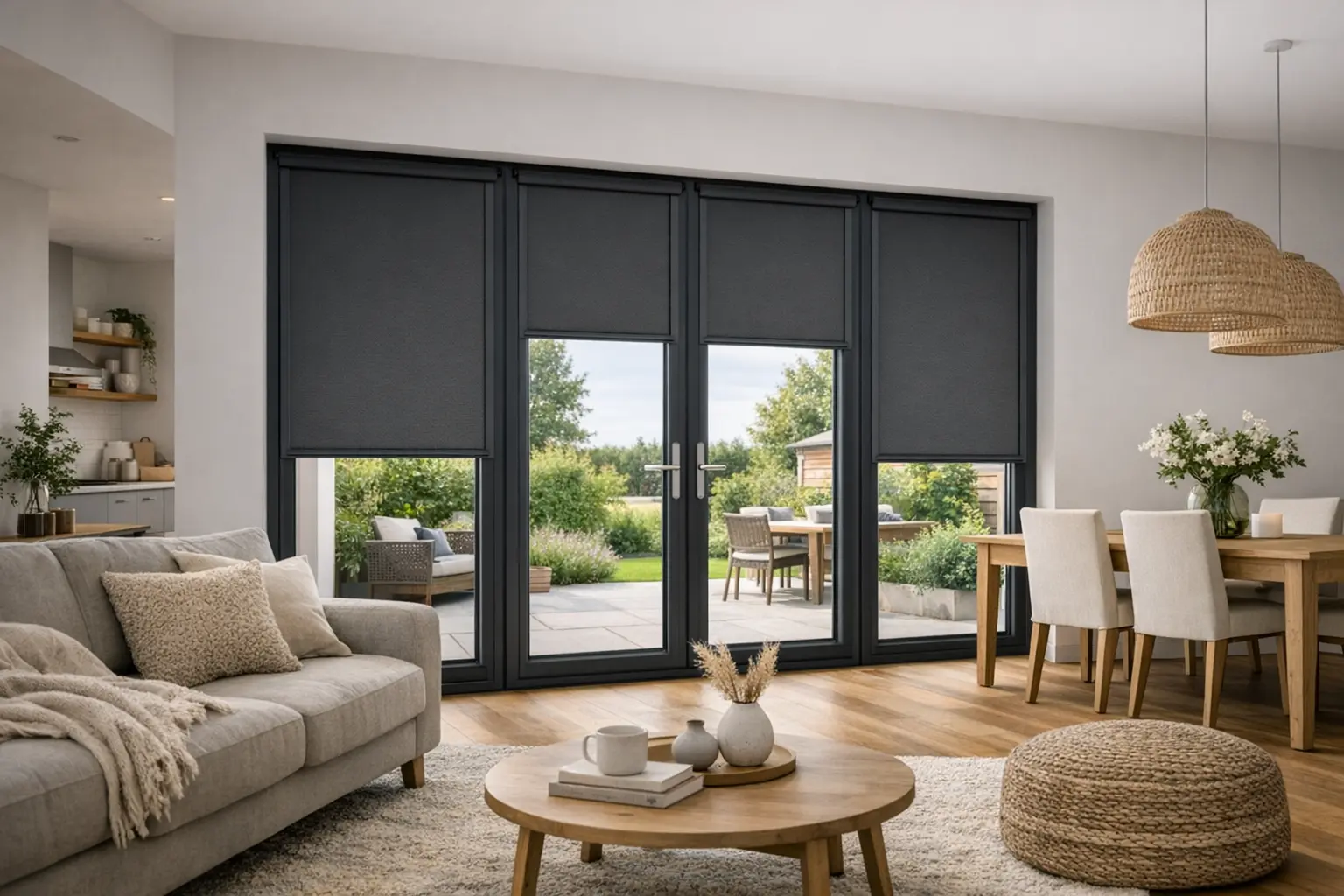 Made-to-measure window blinds installed in a Woolpit home